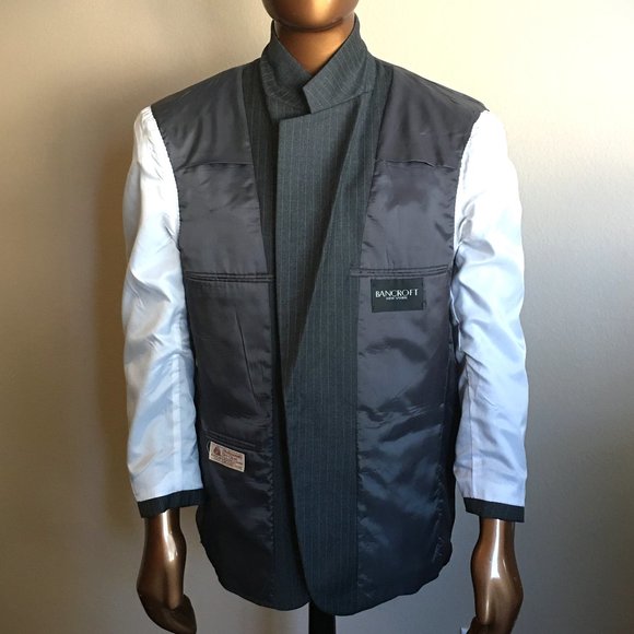 BANCROFT NEW YORK Charcoal Grey Wool Pinstripe Suit  40S - Picture 7 of 15